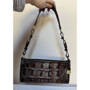 Brahmin Y2K Brown Croc Embossed Leather Shoulder Bag 25th Anniversary Edition